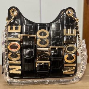Nicole Lee Black and Gold Shoulder Bag